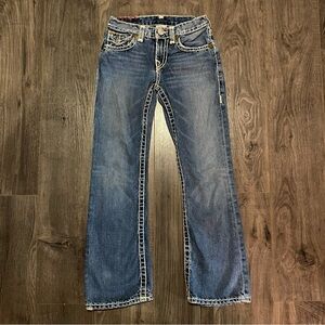 True Religion Jeans Boys Billy Super T denim jeans size 8 thick white stitching